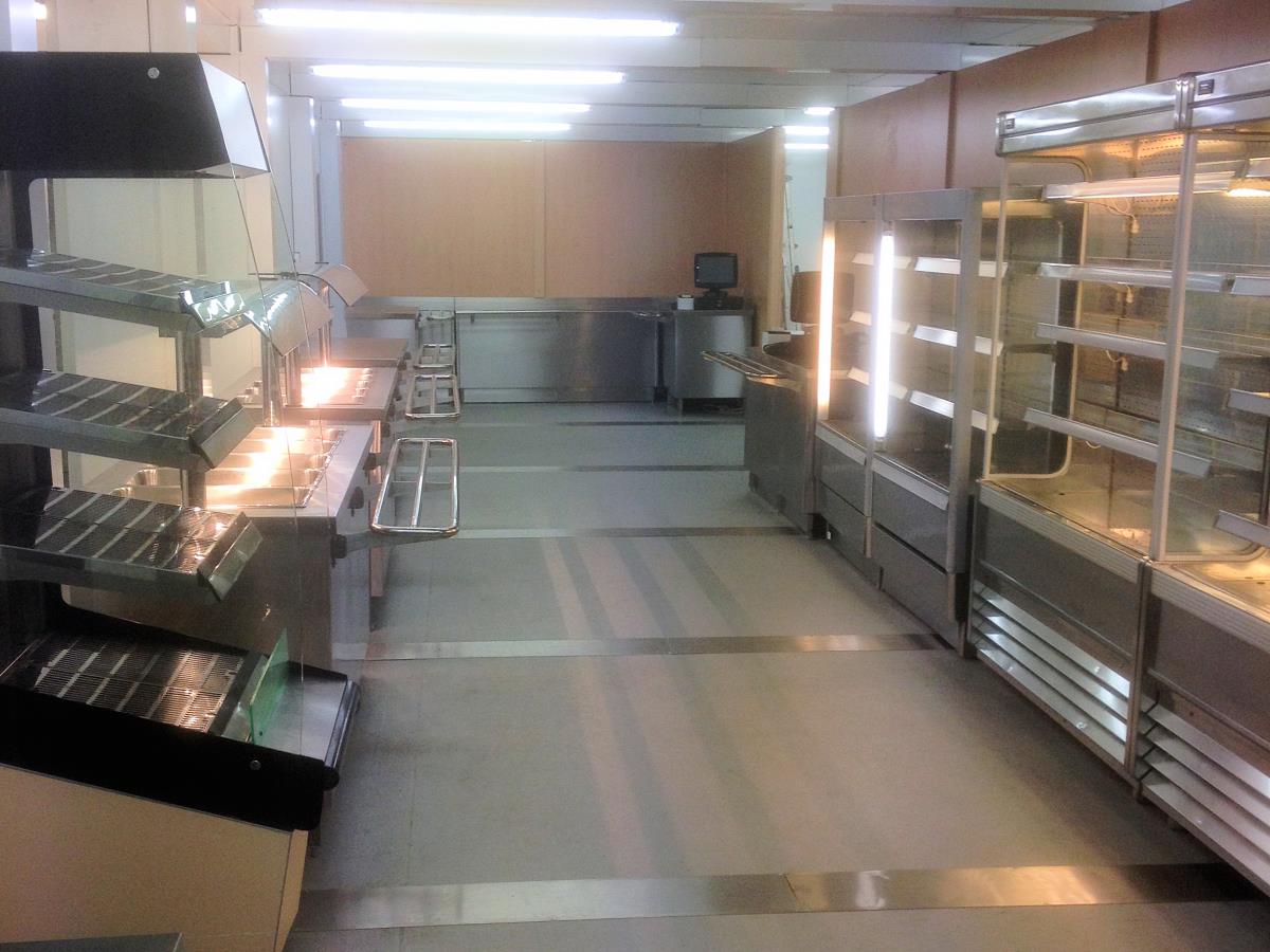 Servery area of a purpose built university refectory for the University of West London.